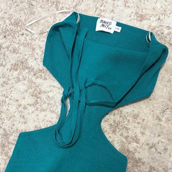 Princess Polly Teal Cutout Halter Mini Dress - Picture 3 of 4